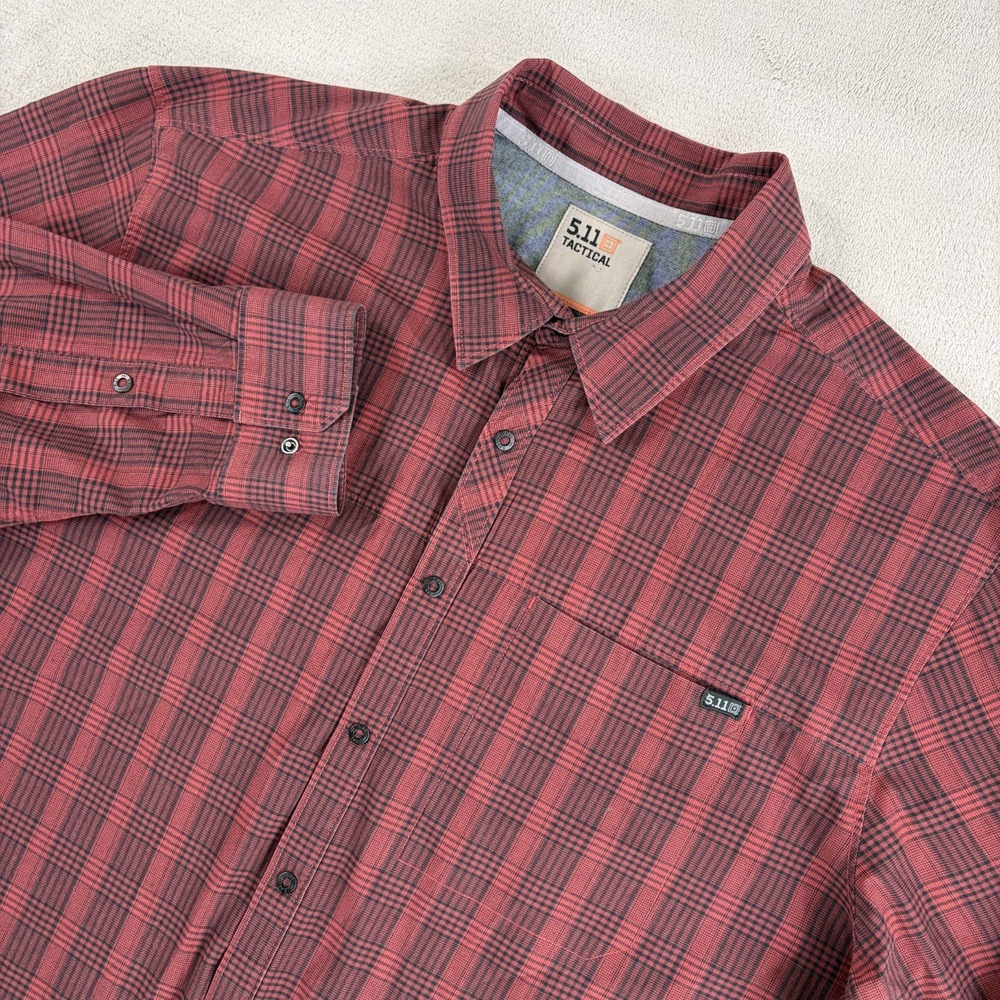 511 Tactical Echo RapidDraw Shirt in Red Black Plaid Men XL Performance